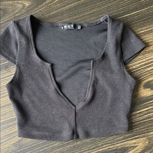 Motel Black V-Neck Crop Top